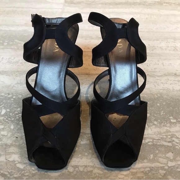 Prada Beautiful Black Satin Heels - Picture 4 of 11